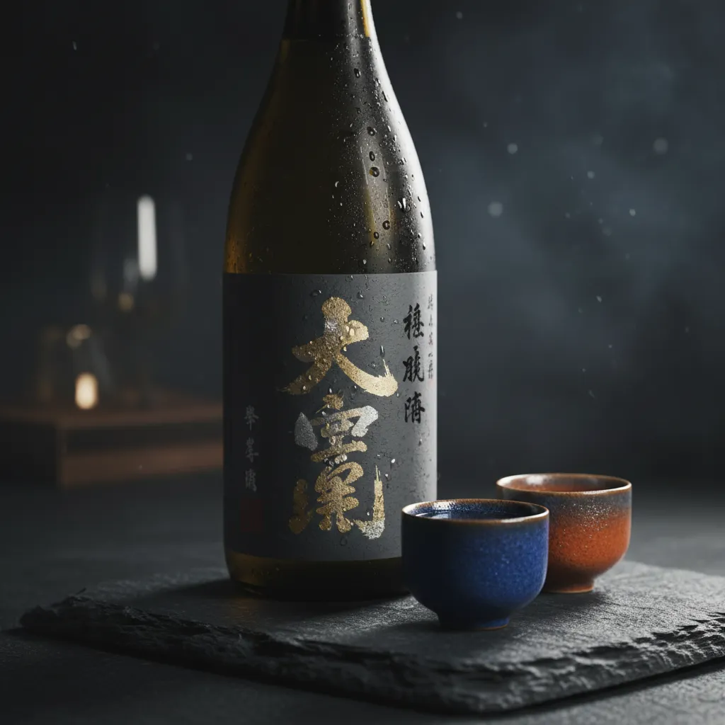 MIZUKI premium sake bottle with traditional ochoko cups